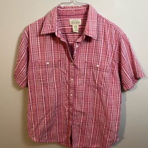 Pink Plaid St John’s Bay Short Sleeve Button Up